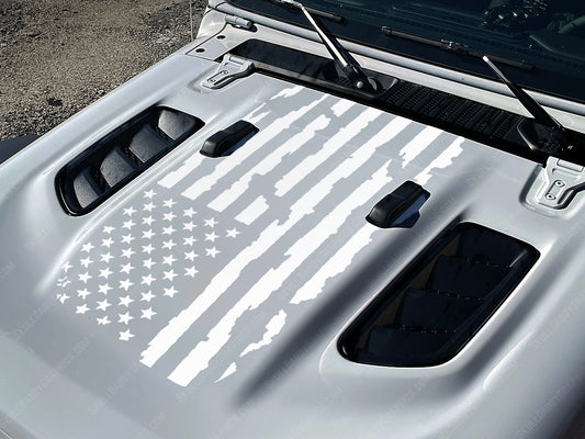 Rubi Hood Decal - Reversed Distressed Flag