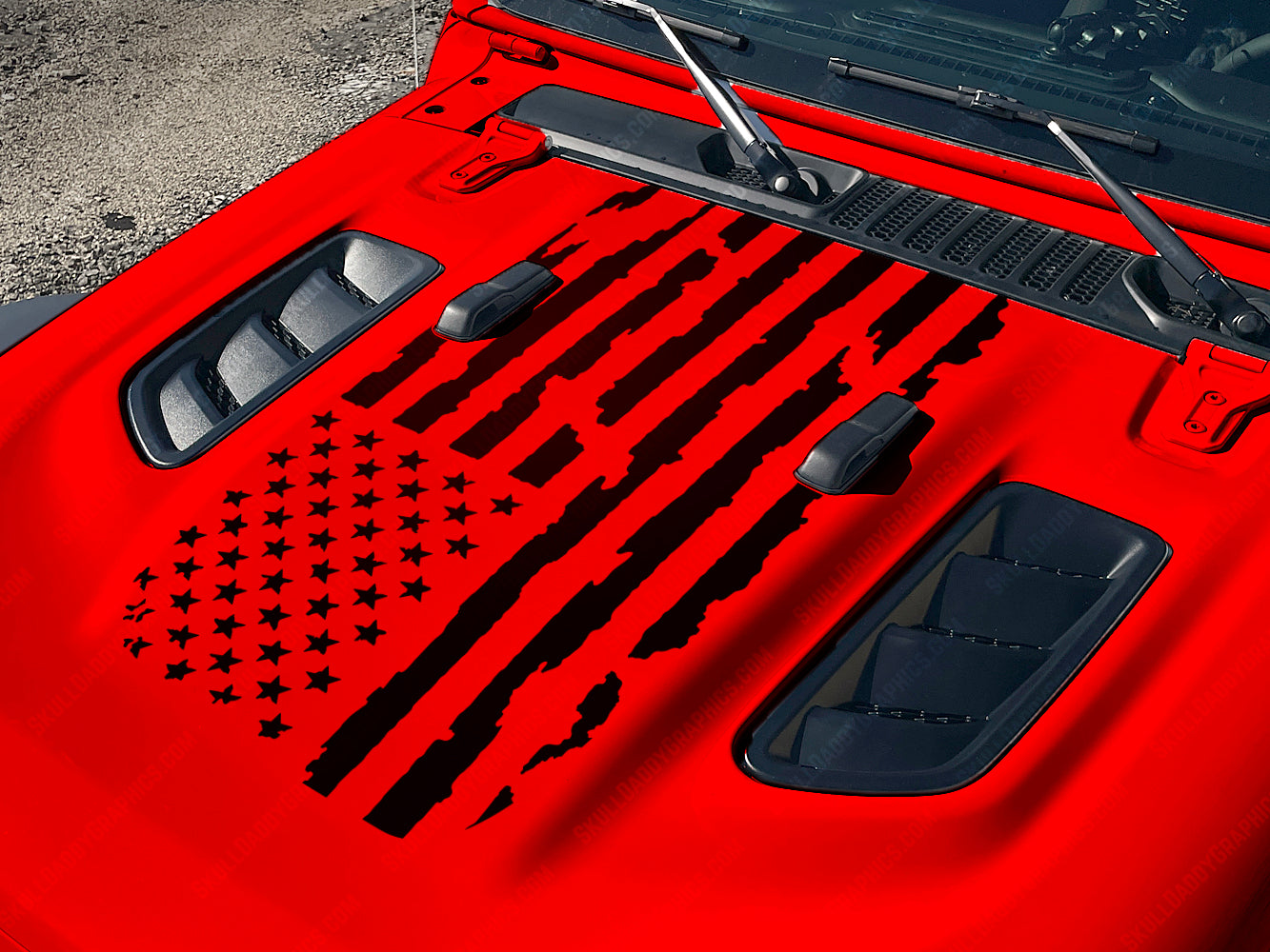 Rubi Hood Decal - Reversed Distressed Flag