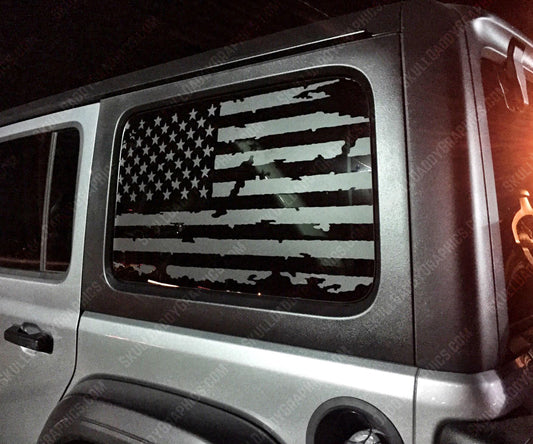 JL Hardtop Window Distressed Flags