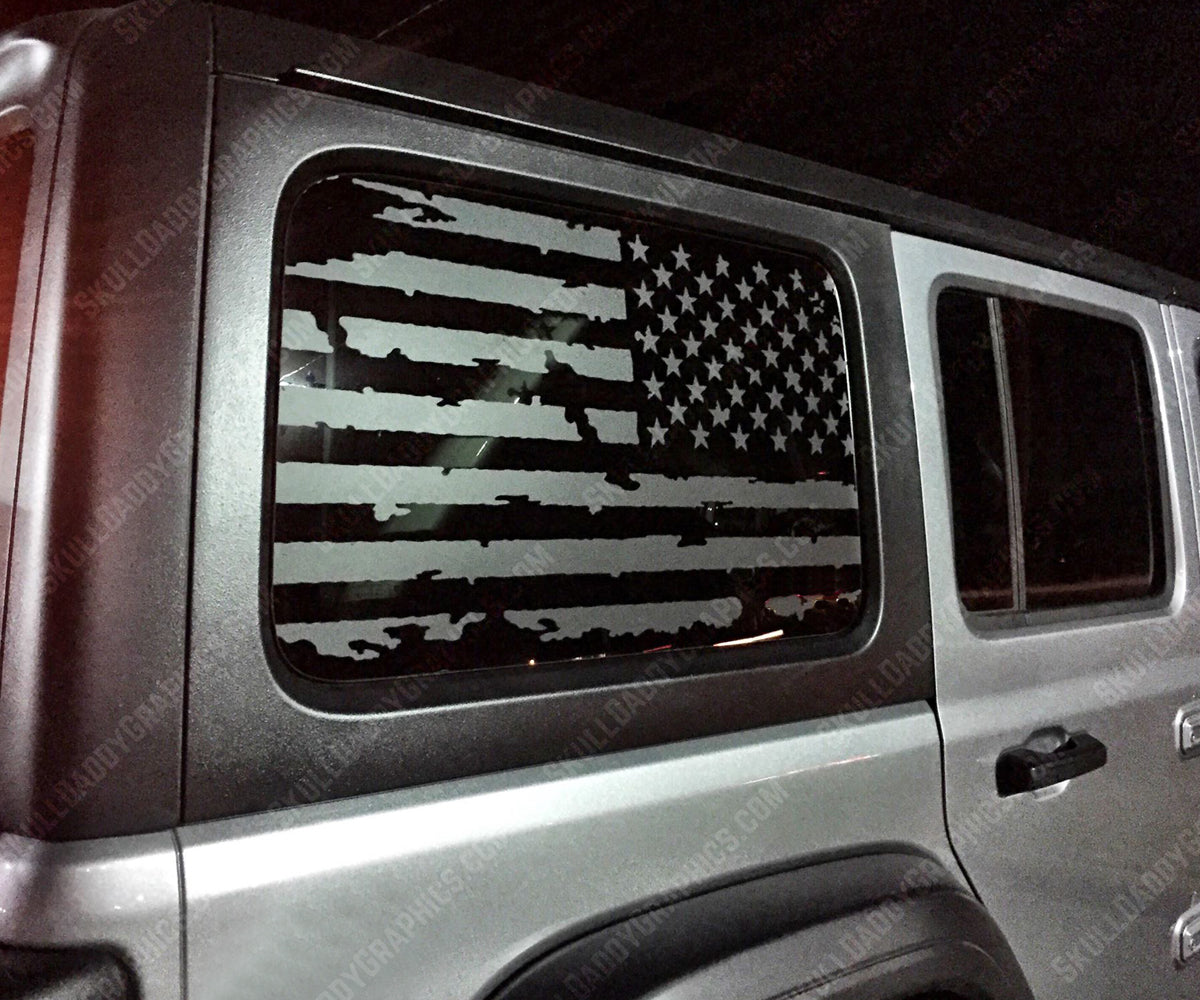 JL Hardtop Window Distressed Flags