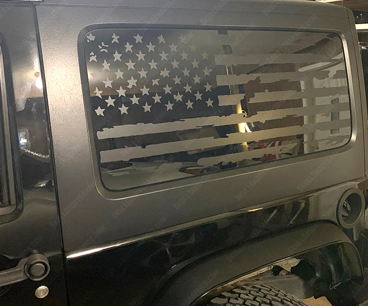 JK Hardtop Window Distressed Flags